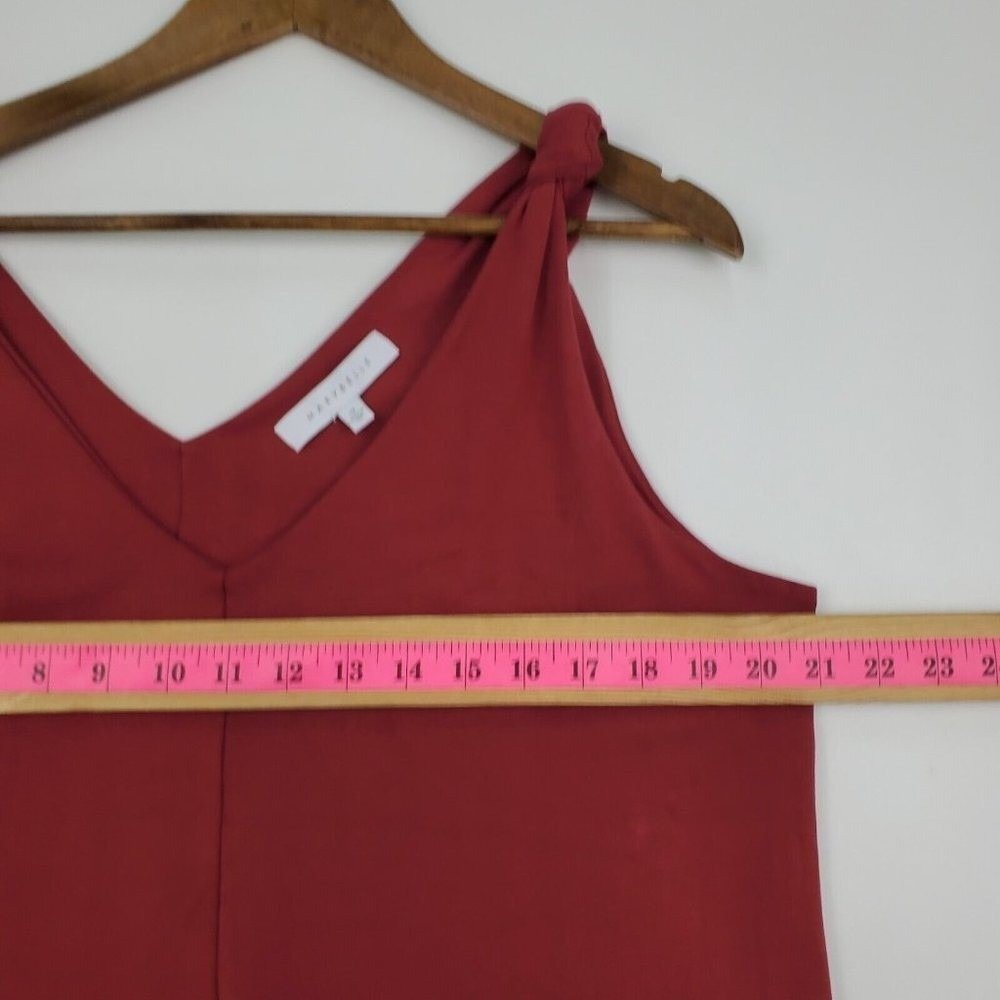 Marybelle Womens 1X Rust Red Satin Look Tie Strap Tank Top Sleeveless - Picture 11 of 12